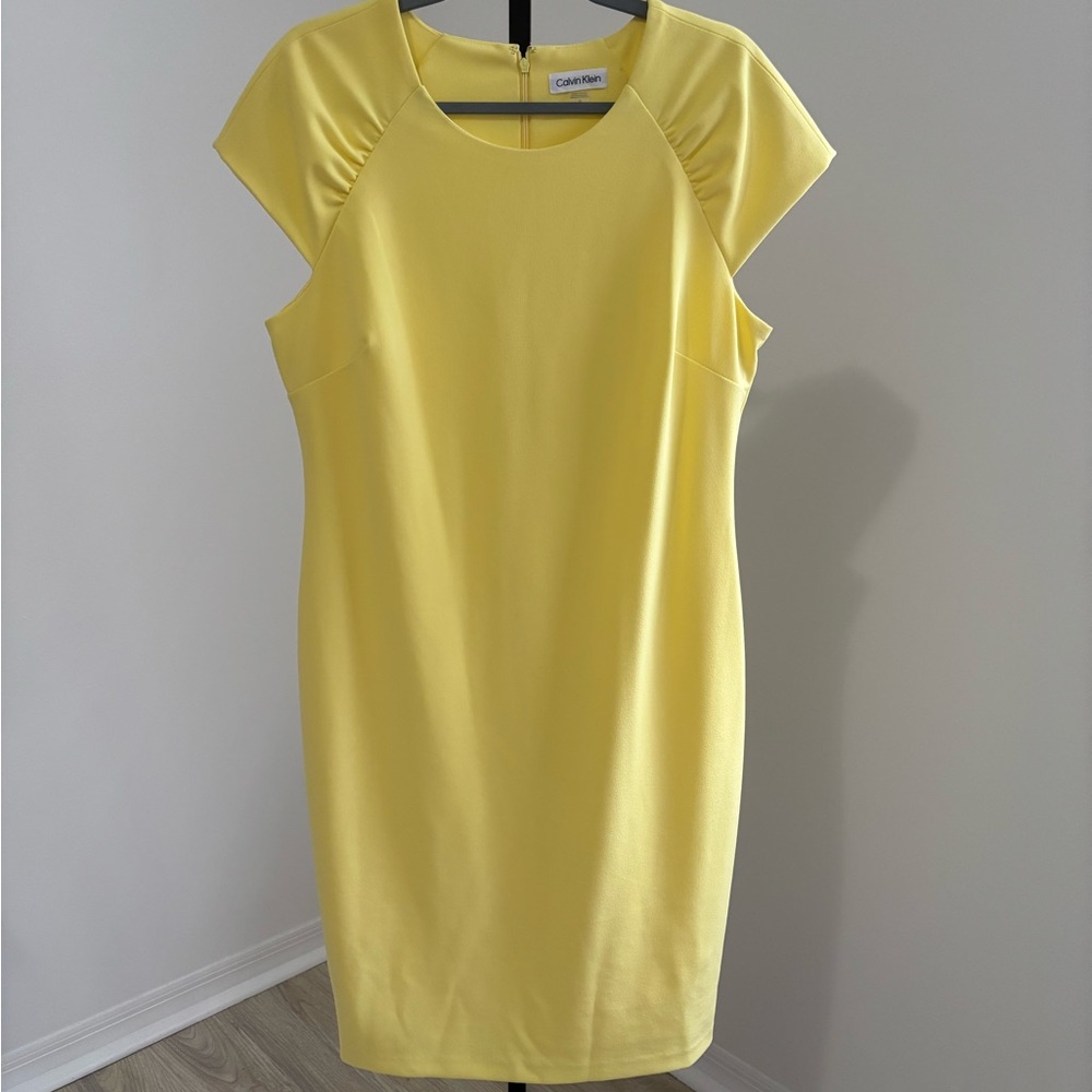 Calvin Klein Bright Yellow Cap-Sleeve Sheath Dress